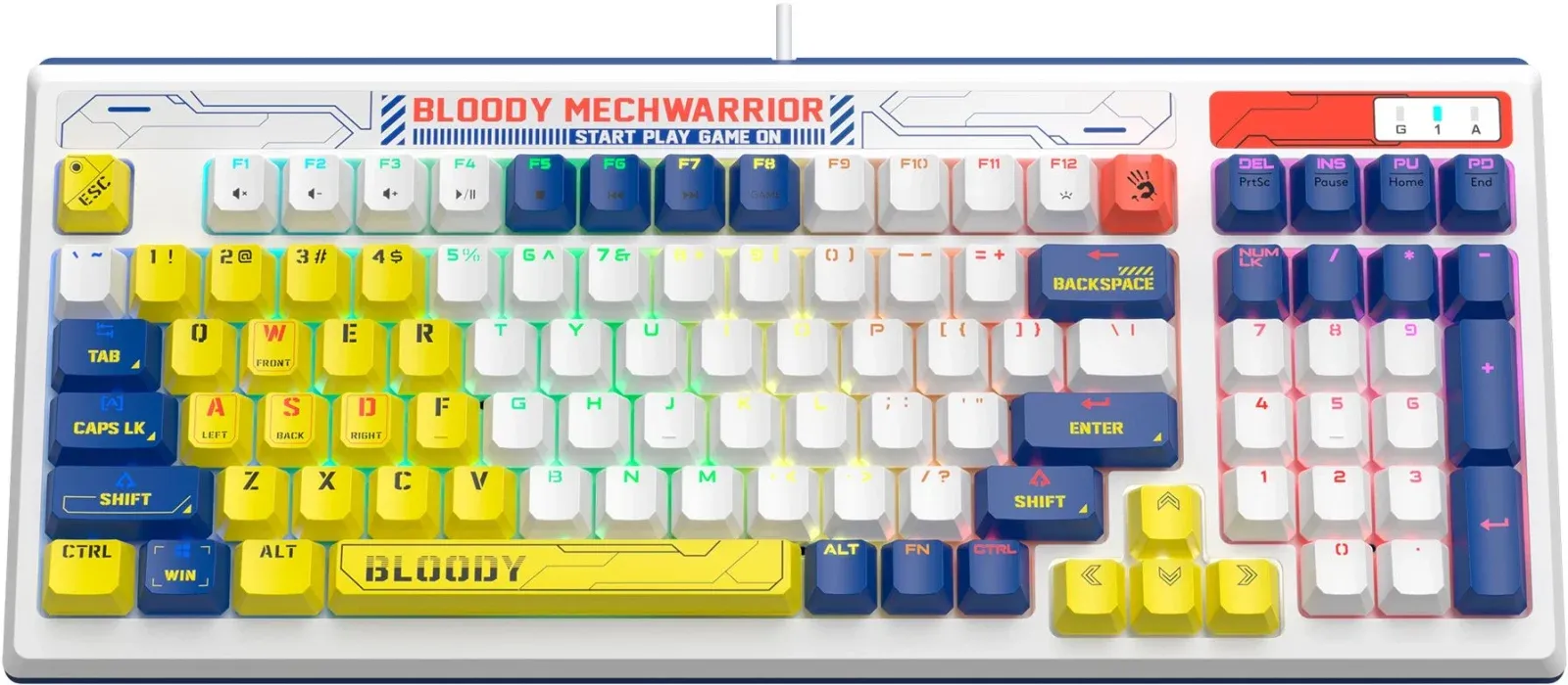 Клавиатура A4Tech B950 механическая синий USB for gamer LED кабель 1.8м - фото 6