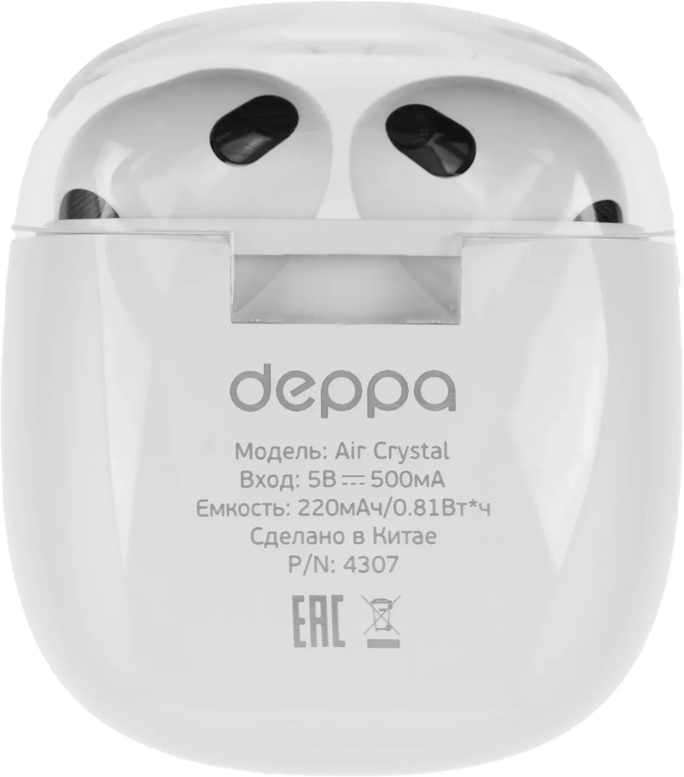 Гарнитура вкладыши Deppa Air Crystal белый беспроводные bluetooth в ушной раковине 44162 - фото 6