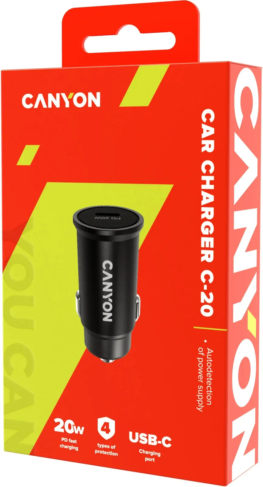 Автомобильное зар./устр. Canyon CNS-CCA20B 20W 3A PD+QC USB Type-C универсальное черный - фото 5