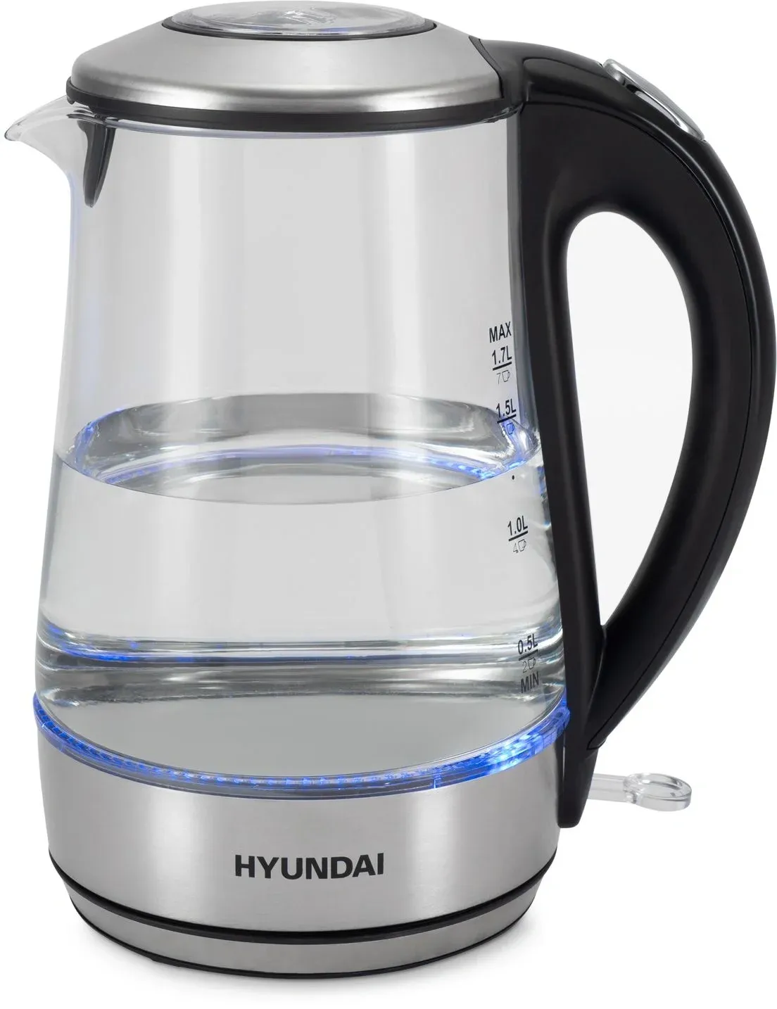 Чайник электрический Hyundai HYK-G8406 1.7л. 2200Вт прозрачный/черный корпус: стекло - фото 2