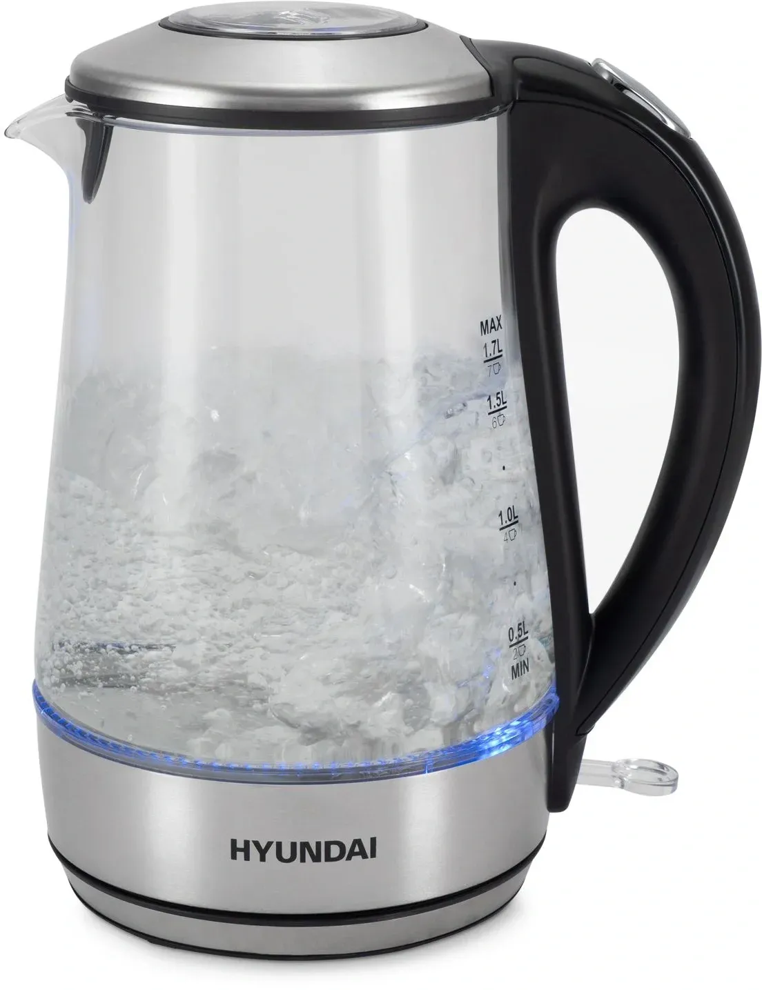 Чайник электрический Hyundai HYK-G8406 1.7л. 2200Вт прозрачный/черный корпус: стекло - фото 3