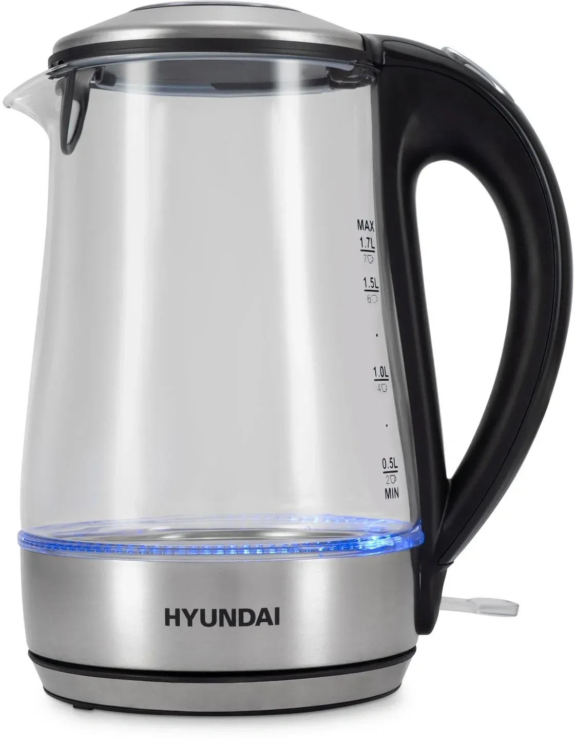 Чайник электрический Hyundai HYK-G8406 1.7л. 2200Вт прозрачный/черный корпус: стекло - фото 5