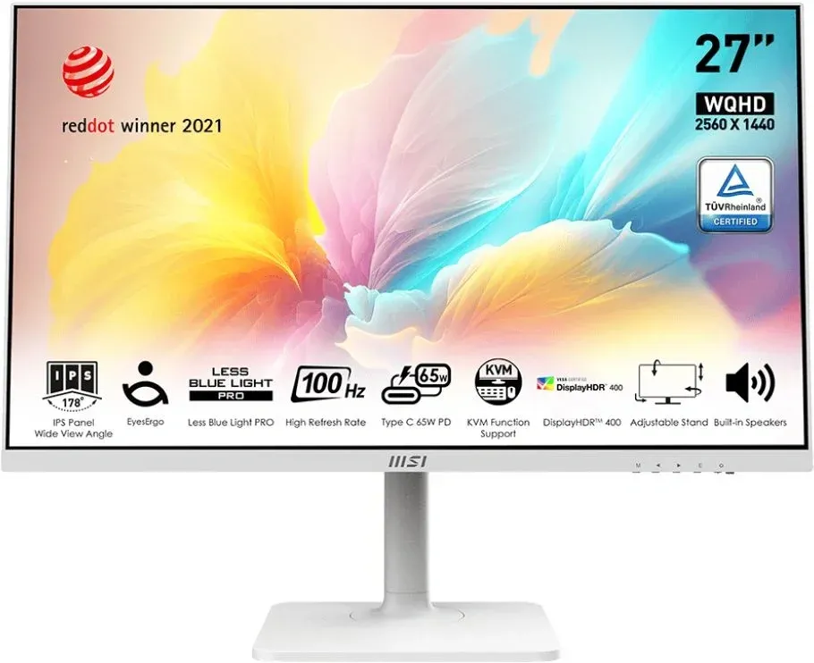 Монитор MSI 27 Modern MD272QXPW белый IPS LED 1ms 16:9 HDMI M/M матовая HAS Piv 400cd 178гр/178гр 2560x1440 100Hz DP Quad 2K 1440p USB 5.85кг - фото 8