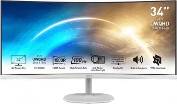 Монитор MSI 34 Pro MP341CQW белый VA LED 1ms 21:9 HDMI M/M матовая 300cd 178гр/178гр 3440x1440 100Hz DP 2K 7.7кг - фото 8
