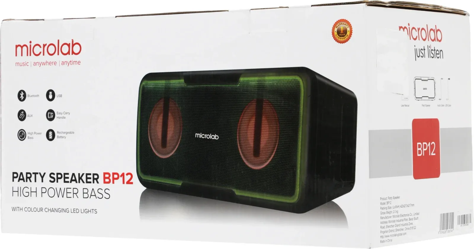 Колонка порт. Microlab BP12 черный/черный 20W 2.0 BT 10м 3600mAh без.бат - фото 4