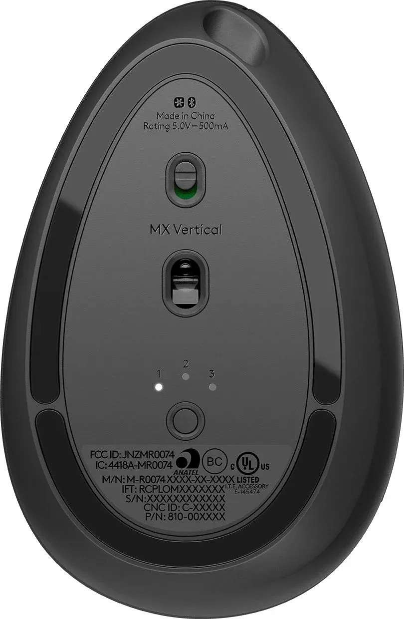 Мышь Logitech MX Vertical черный/серебристый оптическая 4000dpi беспров. BT/Radio USB 4but 910-005449 - фото 5