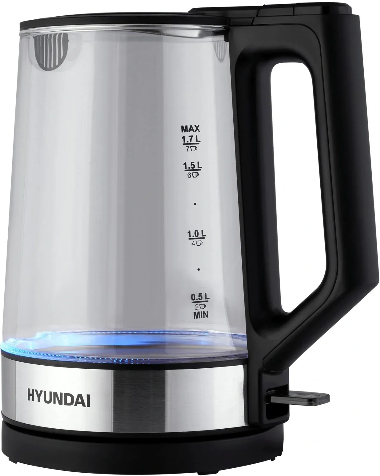 Чайник электрический Hyundai HYK-G8808 1.7л. 2200Вт черный/серебристый корпус: стекло - фото 3