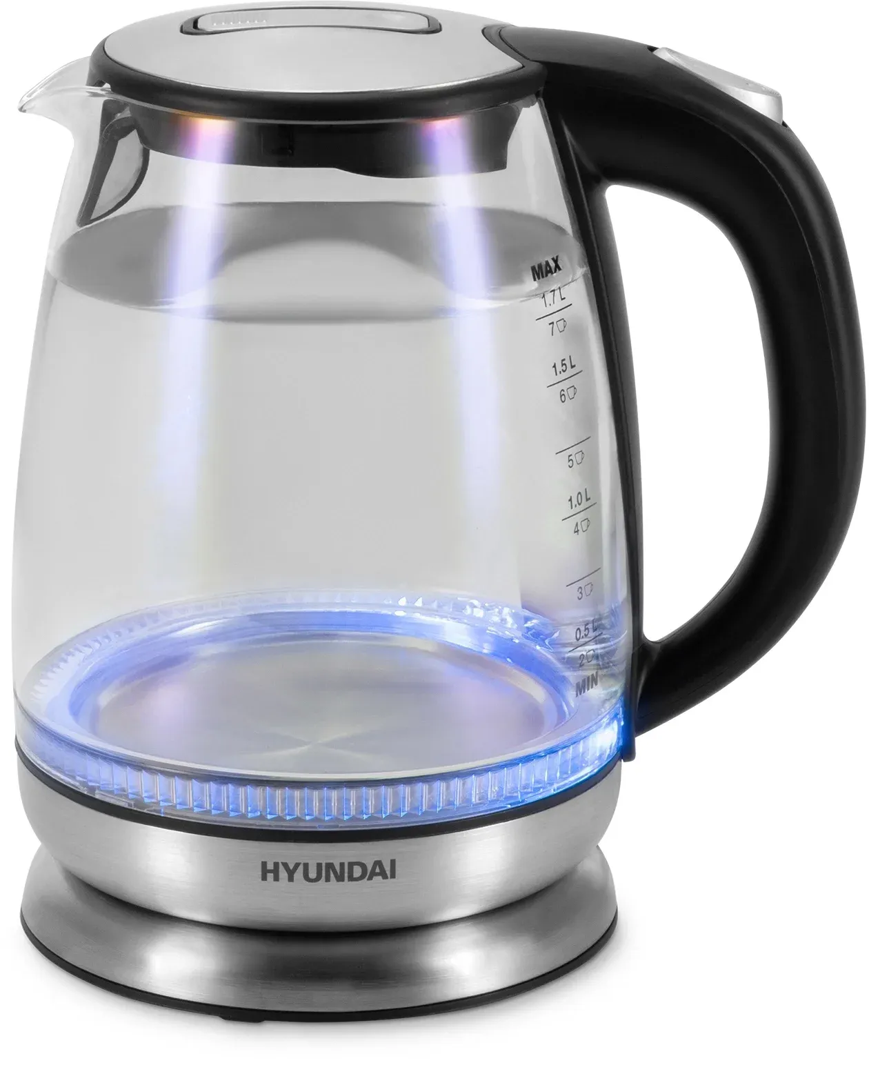 Чайник электрический Hyundai HYK-G8800 1.7л. 2200Вт черный/серебристый корпус: стекло - фото 2