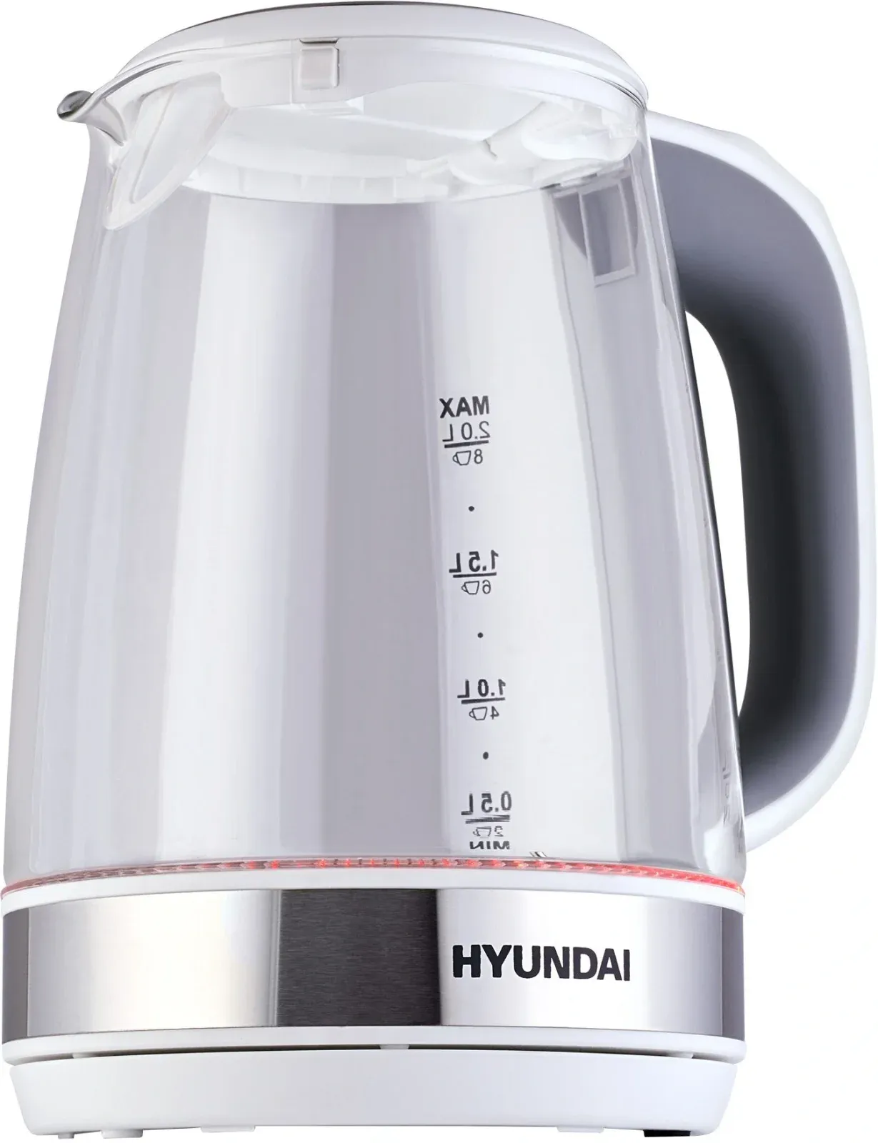 Чайник электрический Hyundai HYK-G8880 2л. 2200Вт серый/серебристый корпус: стекло - фото 4