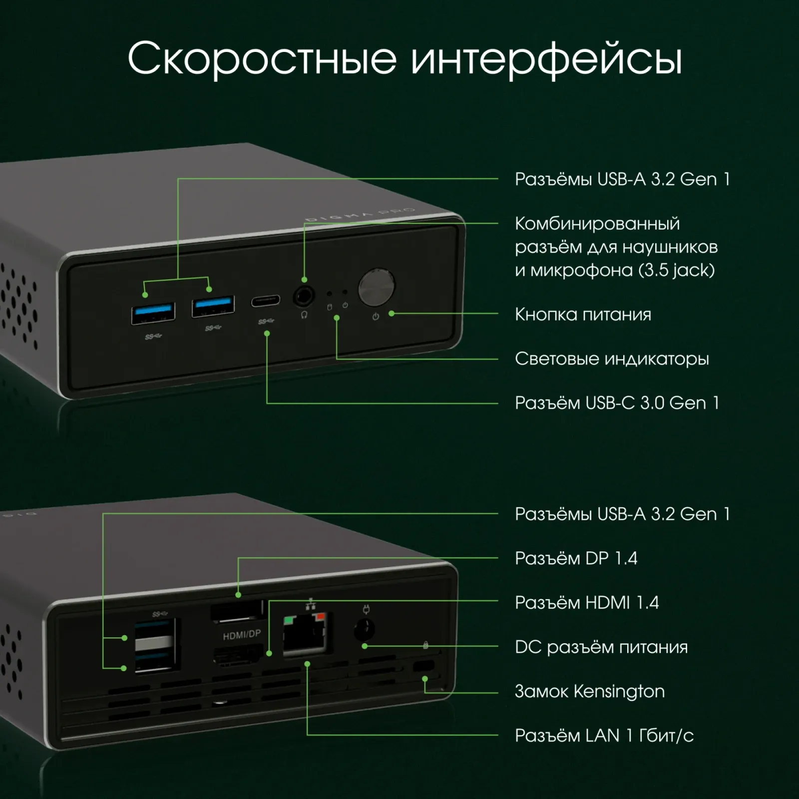 Неттоп Digma Pro Minimax U1 i5 1335U 1.3 16Gb SSD512Gb Iris Xe Windows 11 Pro GbitEth WiFi BT 60W темно-серый/черный DPP5-ADXW03 - фото 6