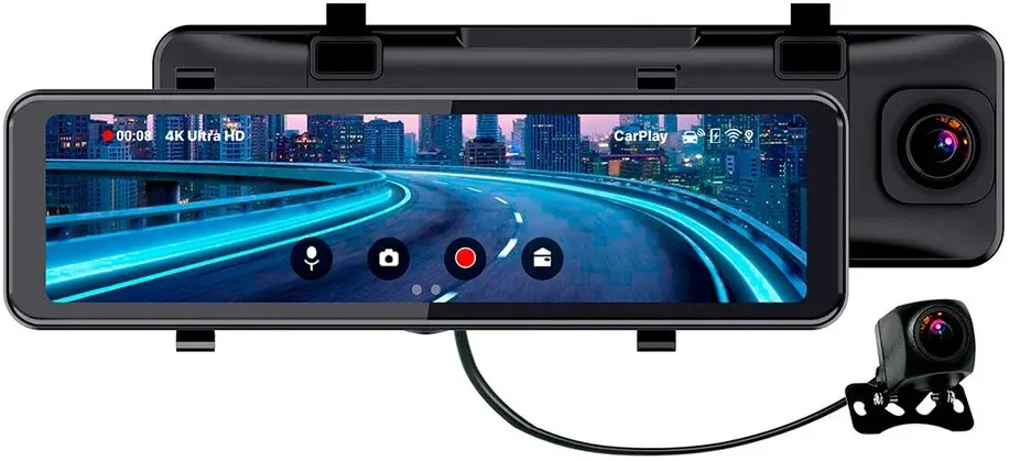 Видеорегистратор TrendVision CarPlay Mirror черный 2Mpix 2160x3840 2160p 150гр. MSTAR 8826 - фото 3