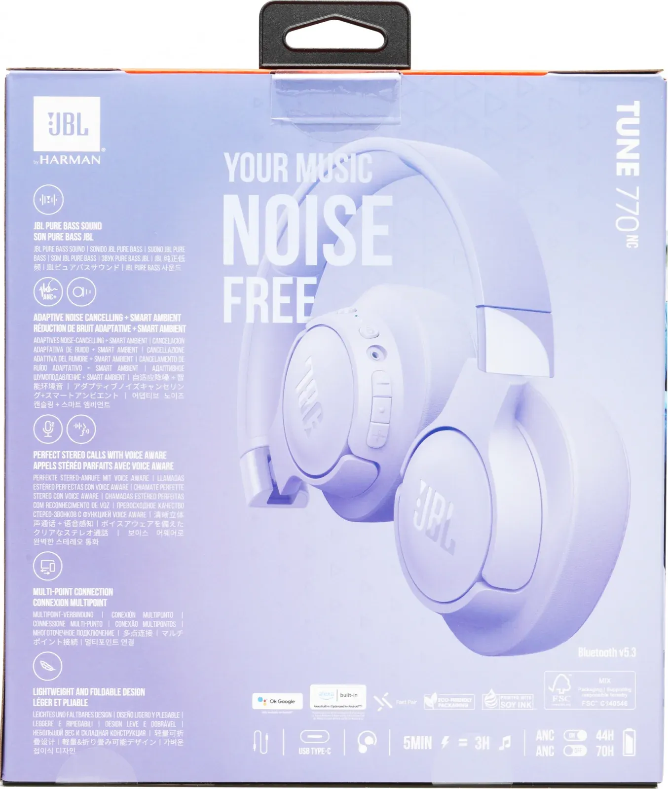 Гарнитура накладные JBL Tune 770NC 1.2м фиолетовый беспроводные bluetooth оголовье JBLT770NCPUR - фото 2