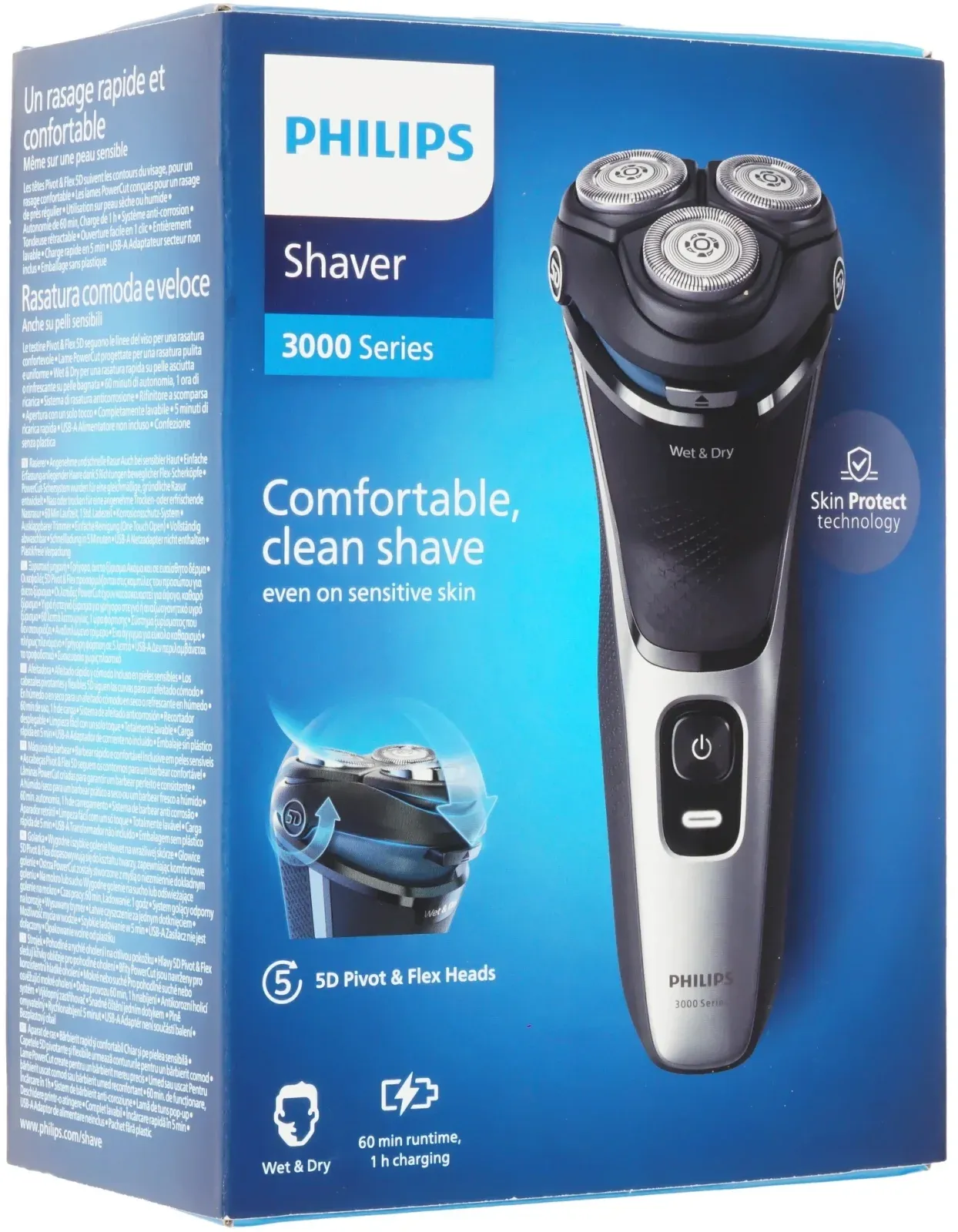 Бритва роторная Philips S3143/00 реж.эл.:3 питан.:аккум. черный/серебристый - фото 8