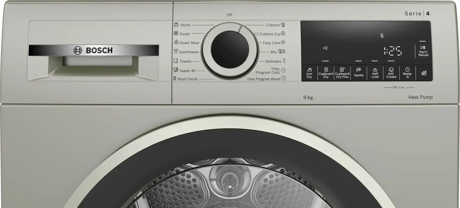 Сушильная машина Bosch Serie 4 WQG1420XME пан.англ. кл.энер.:A макс.загр.:9кг серебристый - фото 2
