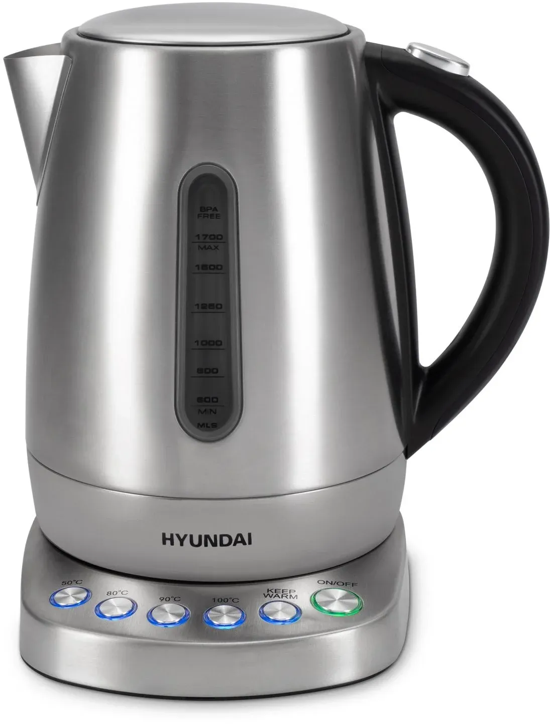Чайник электрический Hyundai HYK-S7770 1.7л. 2200Вт серебристый/черный корпус: металл - фото 2