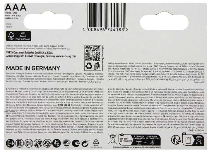 Батарейки Элементы питания VARTA Alkaline LR03 BL5+3 - фото 2