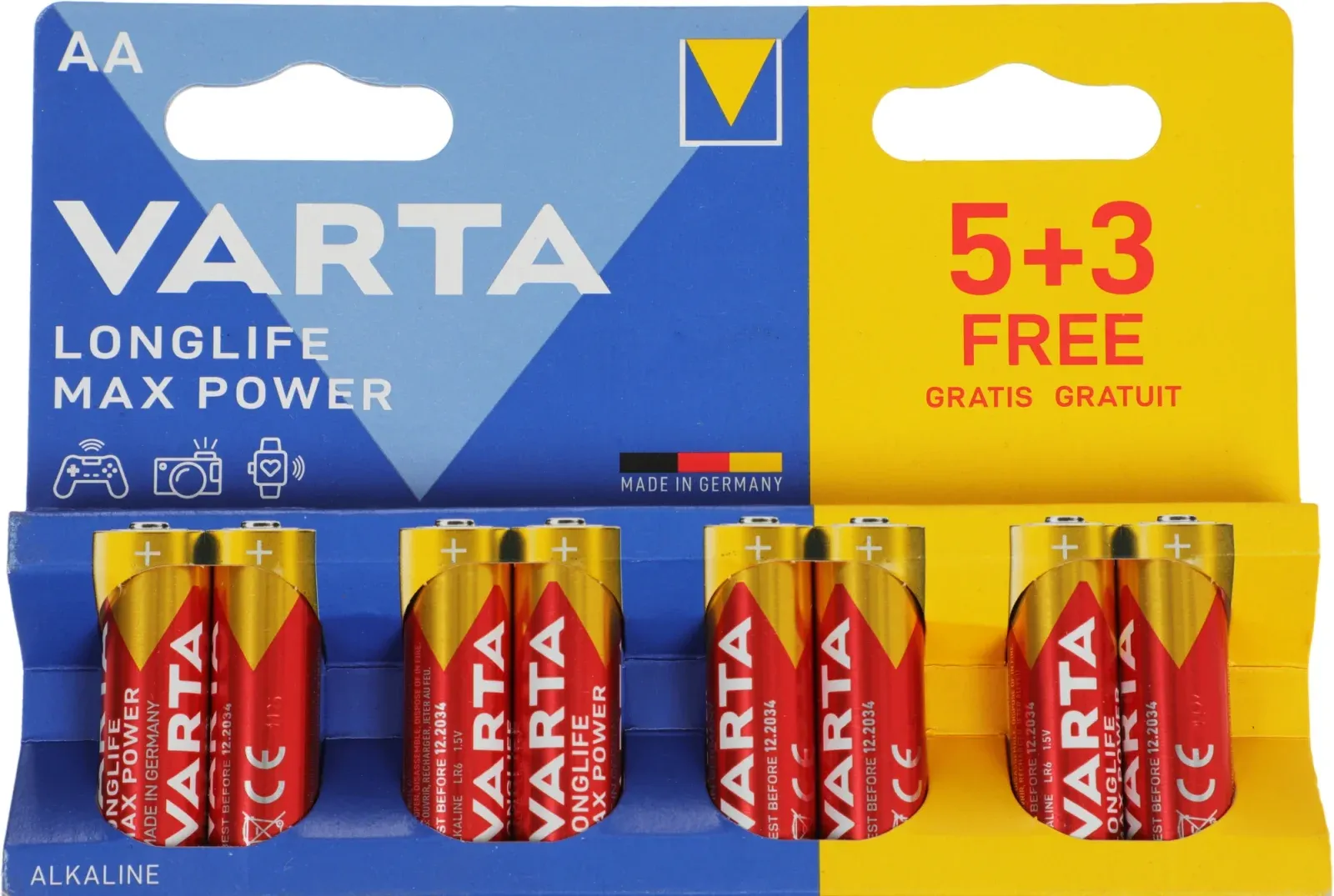 Батарейки Элементы питания VARTA Alkaline LR6 BL5+3 - фото 1