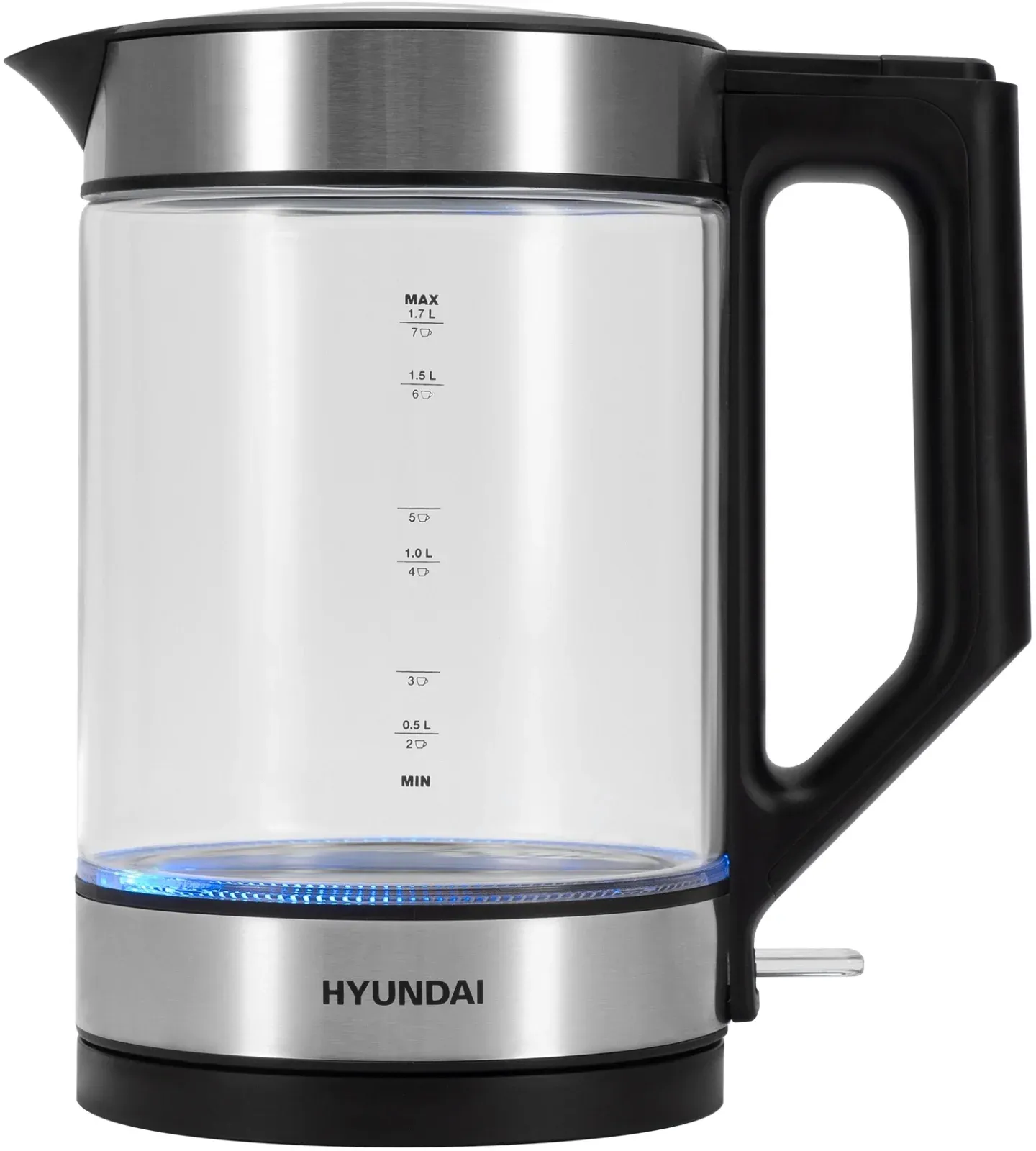 Чайник электрический Hyundai HYK-G3509 1.7л. 2200Вт черный/прозрачный корпус: стекло/пластик - фото 4