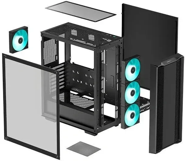 Корпус Deepcool CC560 V2 черный без БП ATX 4x120mm 5x140mm 1xUSB2.0 audio bott PSU - фото 4