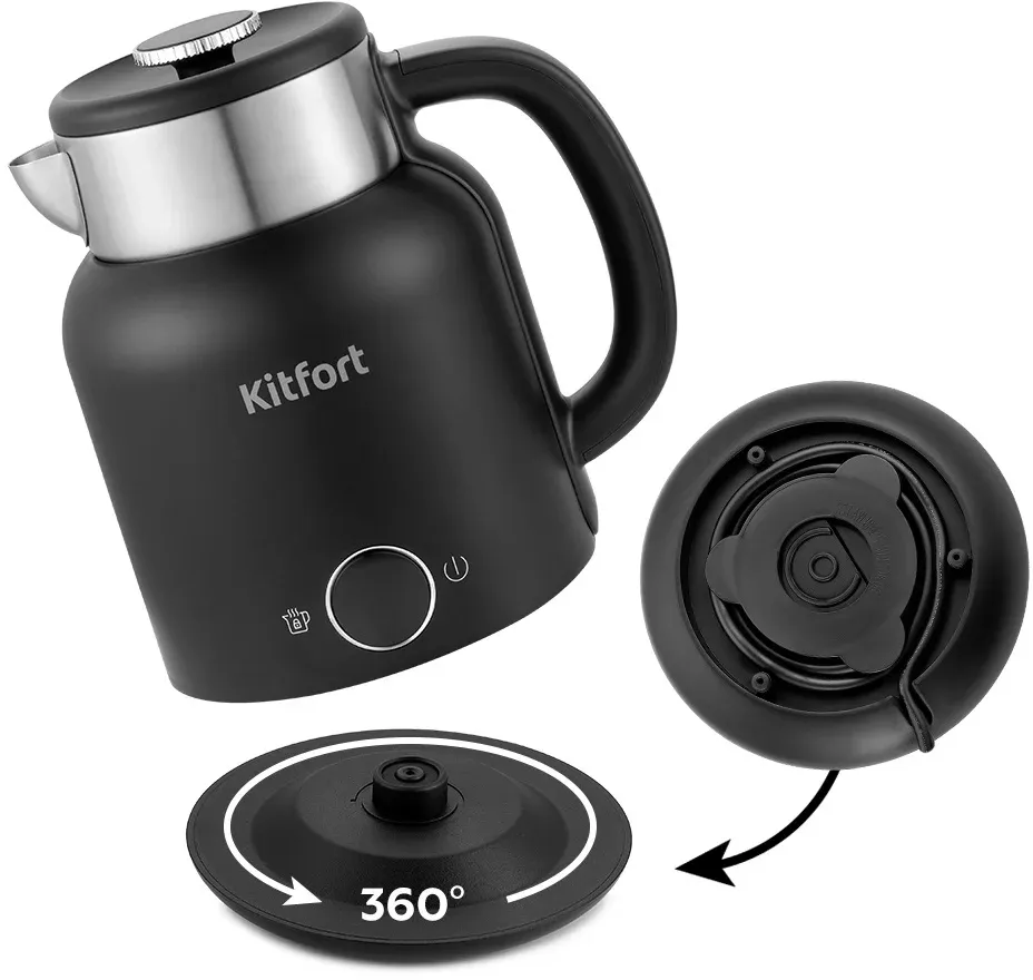 Чайник электрический Kitfort КТ-6196-1 1.5л. 2200Вт черный/серебристый корпус: пластик/металл - фото 8
