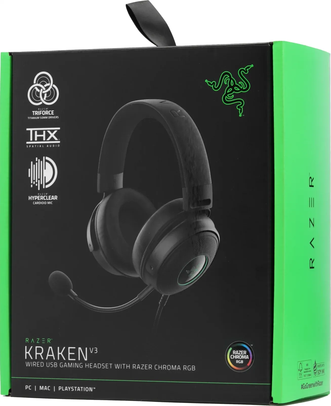 Наушники с микрофоном Razer Kraken V3 черный 1.2м мониторные оголовье RZ04-03770200-R3M1 - фото 2