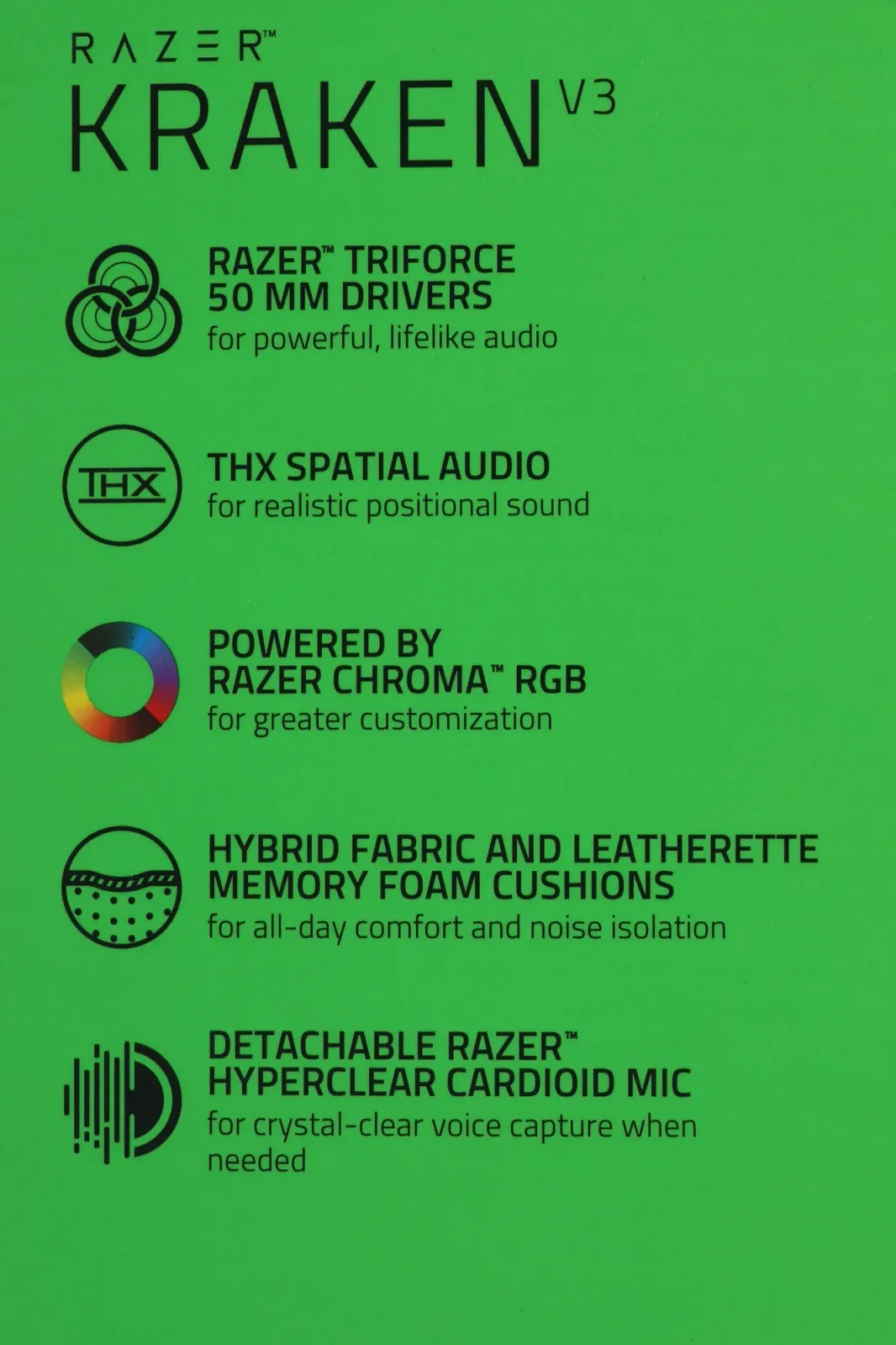 Наушники с микрофоном Razer Kraken V3 черный 1.2м мониторные оголовье RZ04-03770200-R3M1 - фото 4