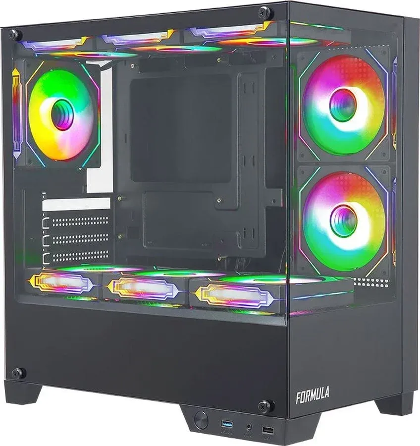 Корпус Formula Crystal Z1M черный без БП mATX 7x120mm 1xUSB2.0 1xUSB3.0 audio bott PSU - фото 1