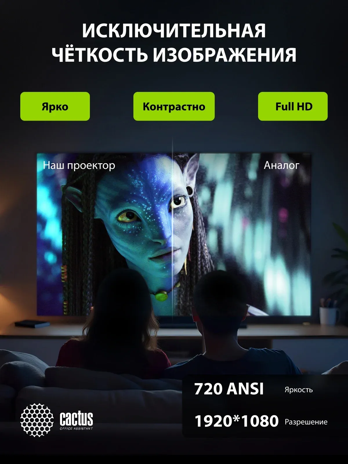 Проектор Cactus CS-PRO.03WT.Full HD-A LCD 7500Lm LS 720Lm ANSI 1920x1080 2300:1 ресурс лампы:30000часов 2xUSB typeA 3xHDMI 1.73кг, белый - фото 3