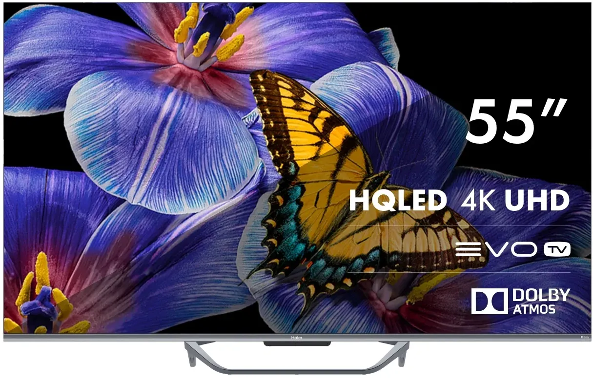 Телевизор QLED Haier 55 Smart TV S4 Frameless серый 4K Ultra HD 60Hz MEMC DVB-T DVB-T2 DVB-C DVB-S2 USB WiFi Smart TV - фото 1