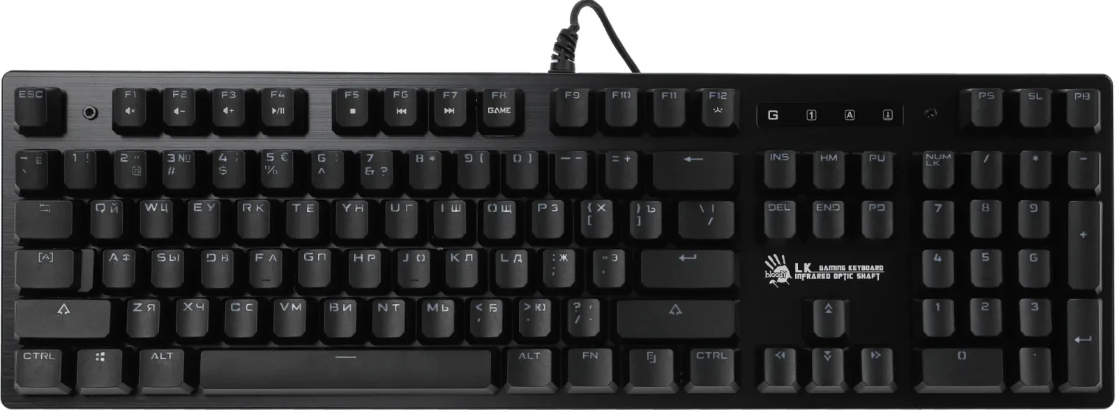 Клавиатура A4Tech B825R механическая черный USB for gamer LED подставка для запястий B825R RED SWITCHES кабель 1.8м - фото 3