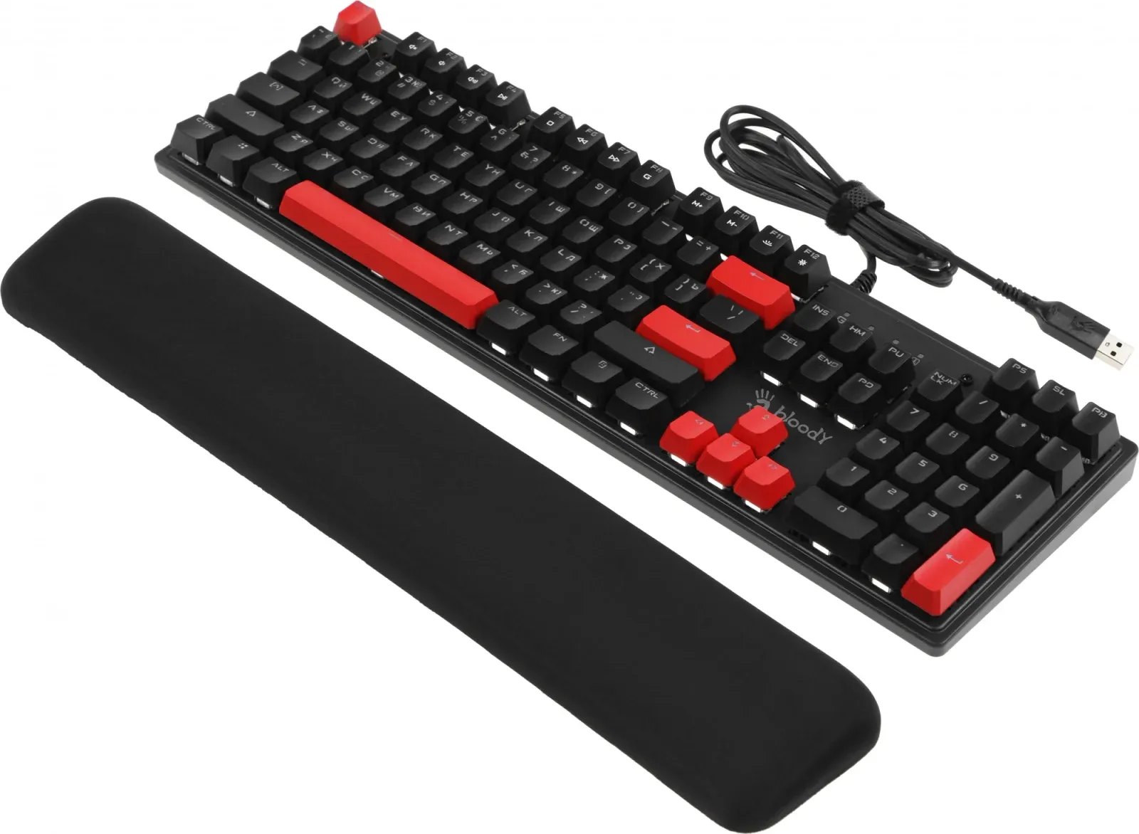 Клавиатура A4Tech S515R механическая черный USB for gamer LED подставка для запястий S515R FIRE BLACK кабель 1.8м - фото 6