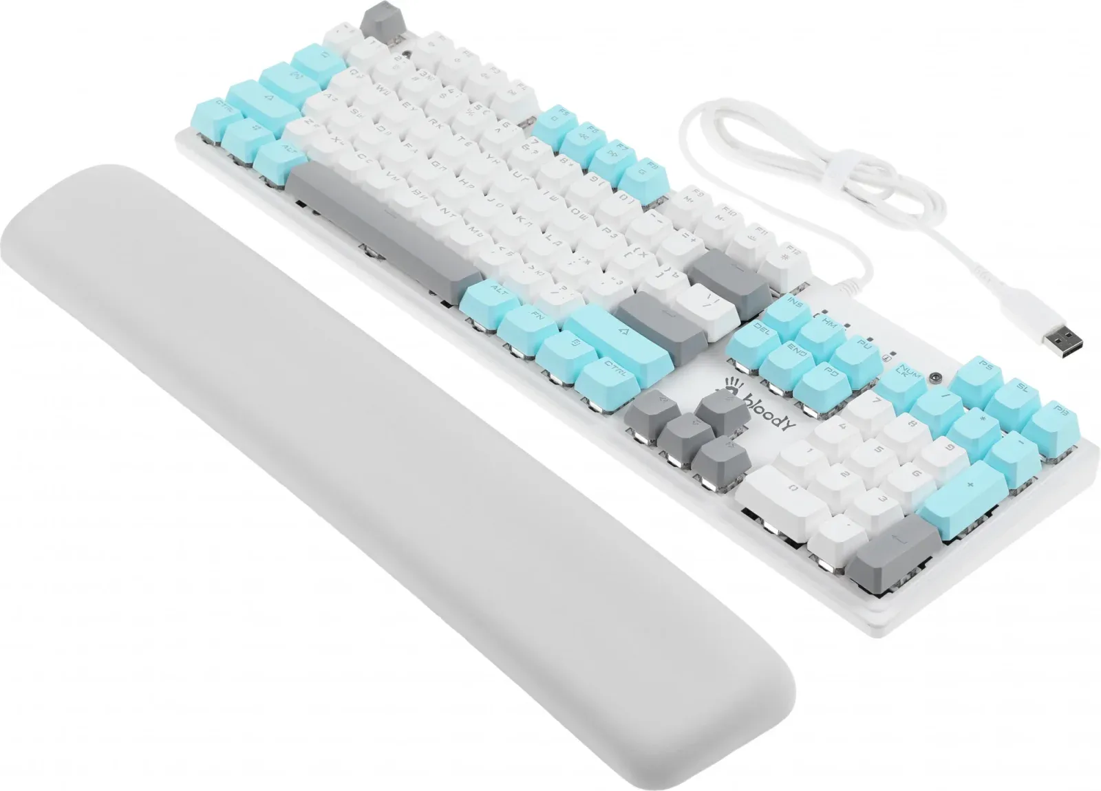 Клавиатура A4Tech S515R механическая белый USB for gamer LED подставка для запястий S515R ICY WHITE кабель 1.8м - фото 7