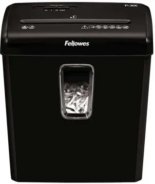 Шредер Fellowes PowerShred Р-30С черный секр.P-4 фрагменты 6лист. 15лтр. скрепки скобы пл.карты - фото 5