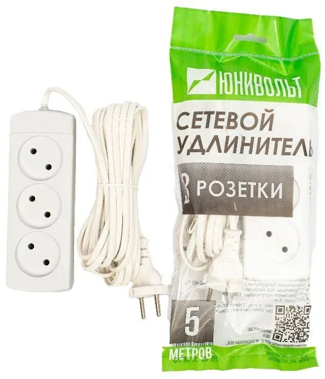 Сетевой фильтр Юнивольт 00-00000395 5м 3 розетки белый коробка - фото 2