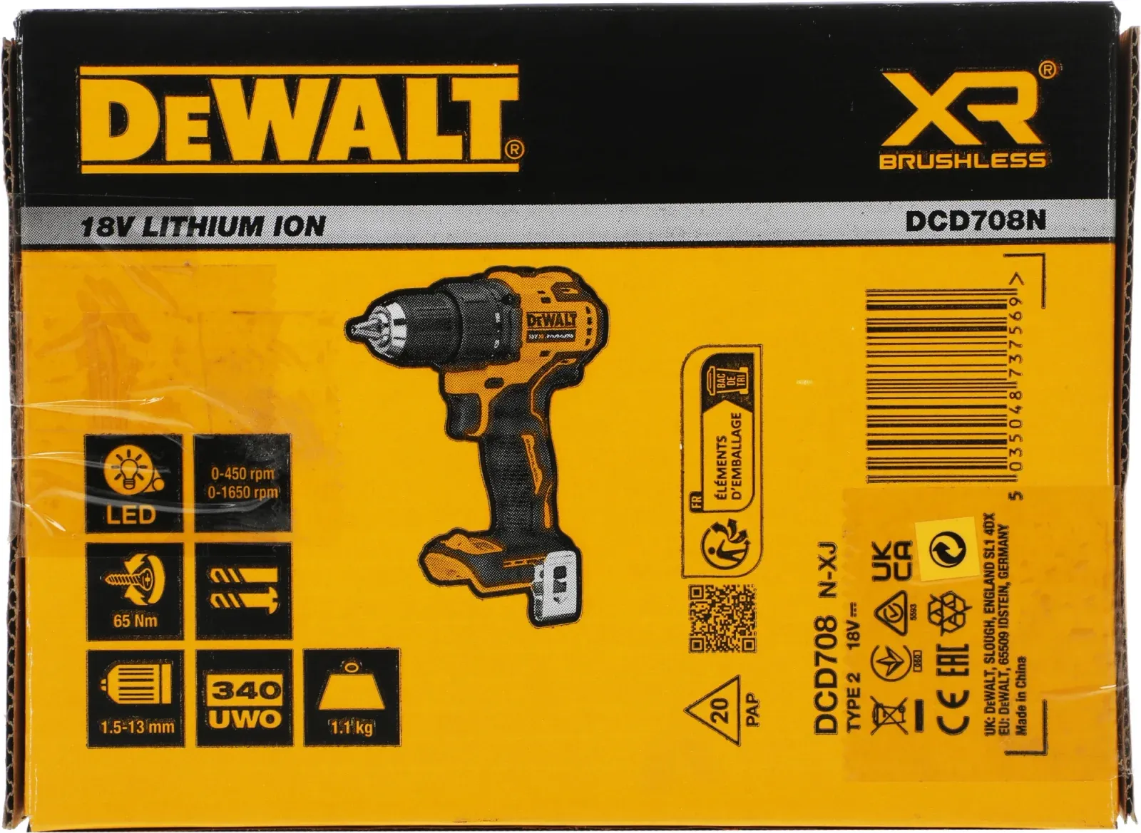 Дрель-шуруповерт DeWalt DCD708N-XJ Без АКБ и ЗУ аккум. патрон:быстрозажимной DCD708N-XJ - фото 2