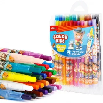 Восковые мелки Deli EC223-24 Color Kids кругл. с поворотным механизмом 24цв. дл.165мм д.10мм блист.европод. - фото 6