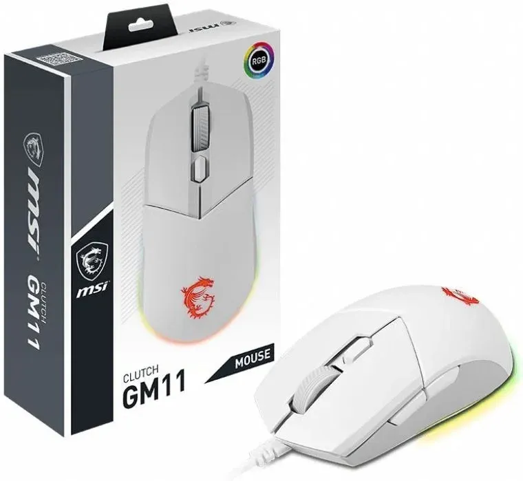 Мышь MSI Clutch GM11 белый оптическая 5000dpi USB 5but S12-0401970-CLA - фото 5
