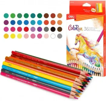 Карандаши цв. Deli EC132-36 ColoRun дерево 36цв. коробка/европод. 36шт - фото 4