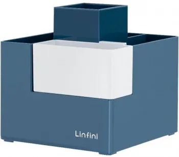 Подставка Deli EZ072BLUE Linfini 6отд. для письменных принадлежностей 120x120x123мм синий - фото 4