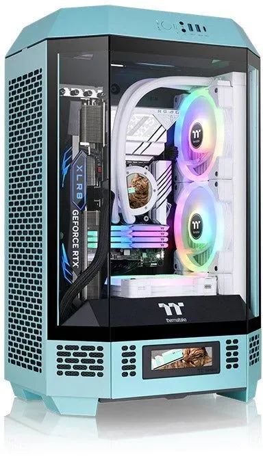 Корпус Thermaltake The Tower 300 Turquoise голубой без БП mATX 8x120mm 6x140mm 2xUSB3.0 audio bott PSU - фото 2