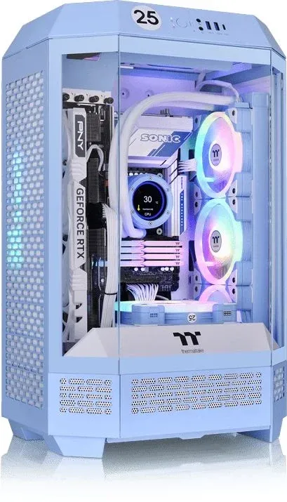 Корпус Thermaltake The Tower 300 Hydrangea голубой без БП mATX 8x120mm 6x140mm 2xUSB3.0 audio bott PSU - фото 5