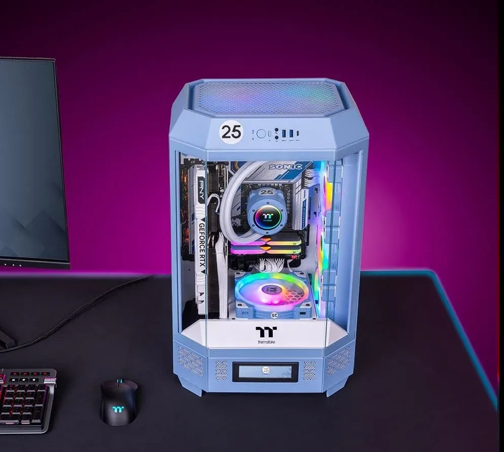 Корпус Thermaltake The Tower 300 Hydrangea голубой без БП mATX 8x120mm 6x140mm 2xUSB3.0 audio bott PSU - фото 6