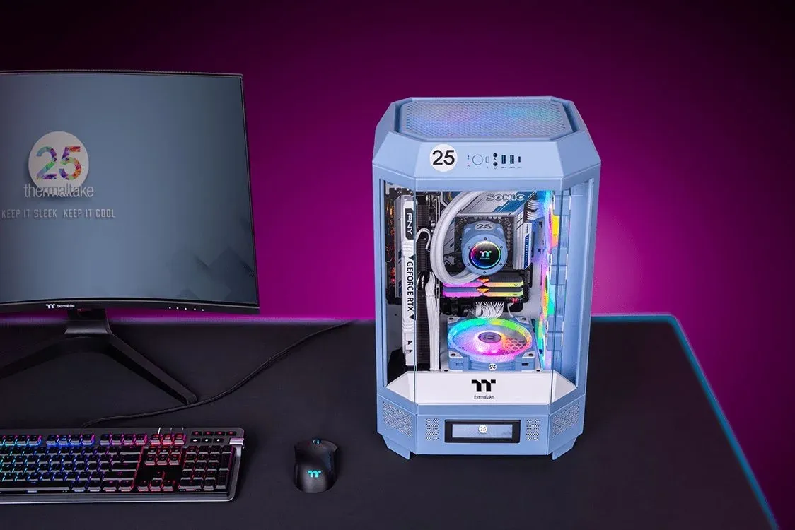 Корпус Thermaltake The Tower 300 Hydrangea голубой без БП mATX 8x120mm 6x140mm 2xUSB3.0 audio bott PSU - фото 7