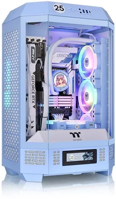 Корпус Thermaltake The Tower 300 Hydrangea голубой без БП mATX 8x120mm 6x140mm 2xUSB3.0 audio bott PSU - фото 8