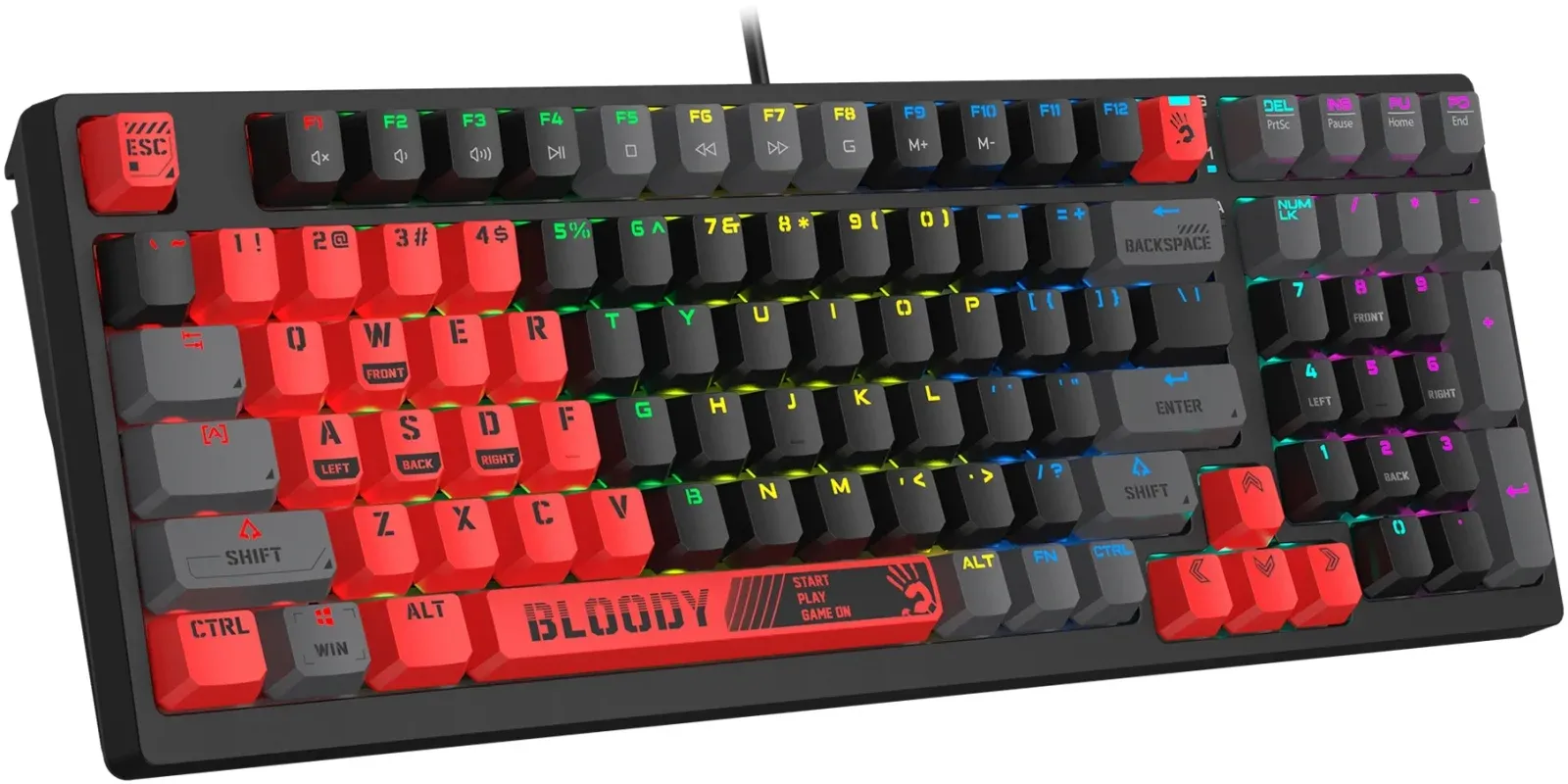 Клавиатура A4Tech S98 Sports механическая красный/черный USB for gamer LED S98 SPORTS RED BLMS RED PLUS кабель 1.8м - фото 2