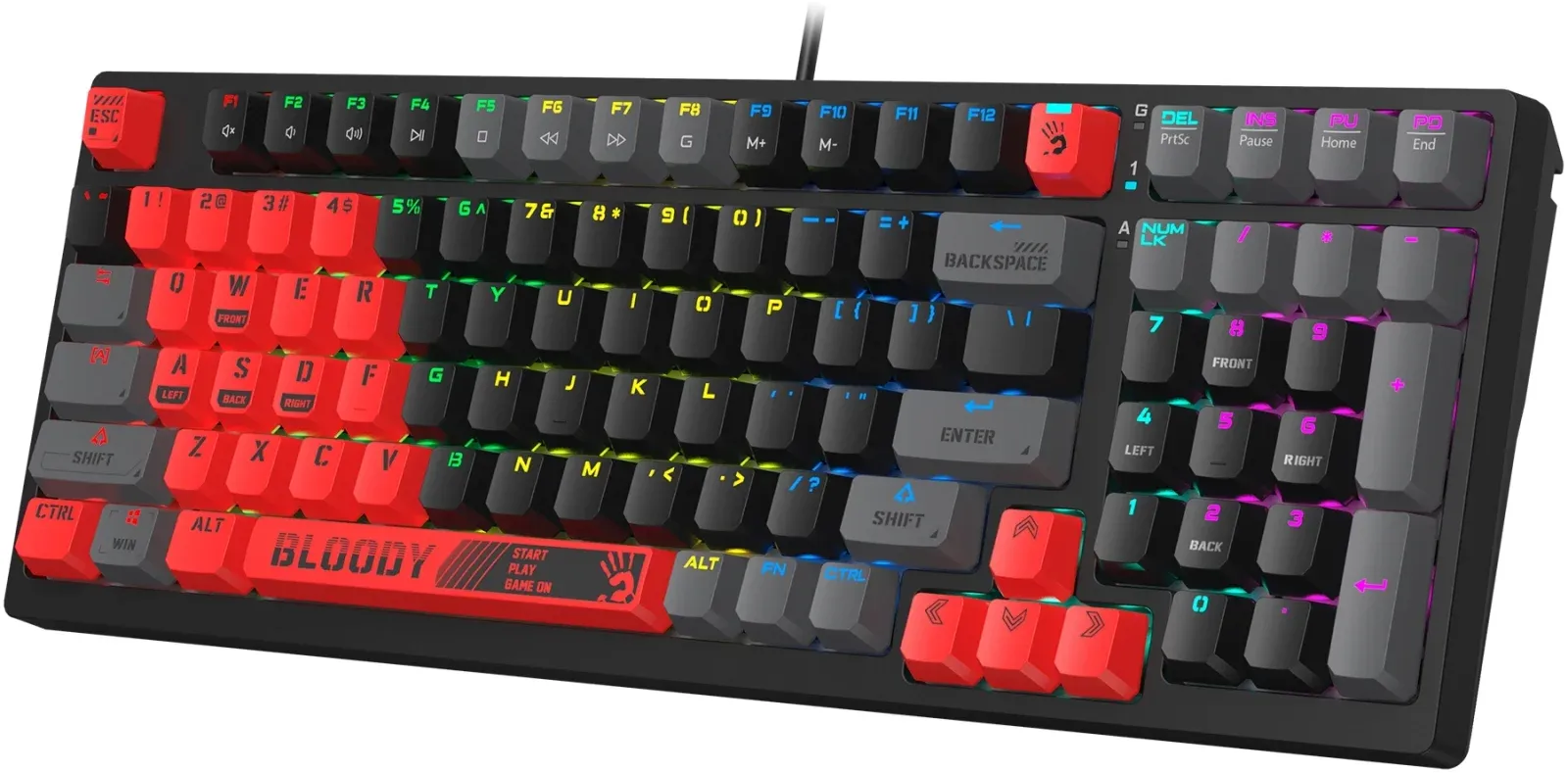 Клавиатура A4Tech S98 Sports механическая красный/черный USB for gamer LED S98 SPORTS RED BLMS RED PLUS кабель 1.8м - фото 3