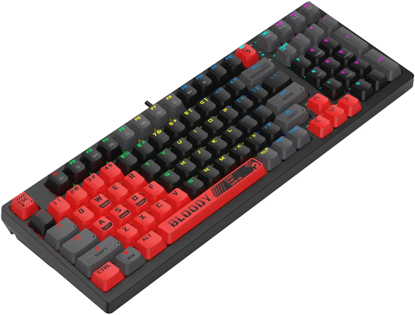 Клавиатура A4Tech S98 Sports механическая красный/черный USB for gamer LED S98 SPORTS RED BLMS RED PLUS кабель 1.8м - фото 4