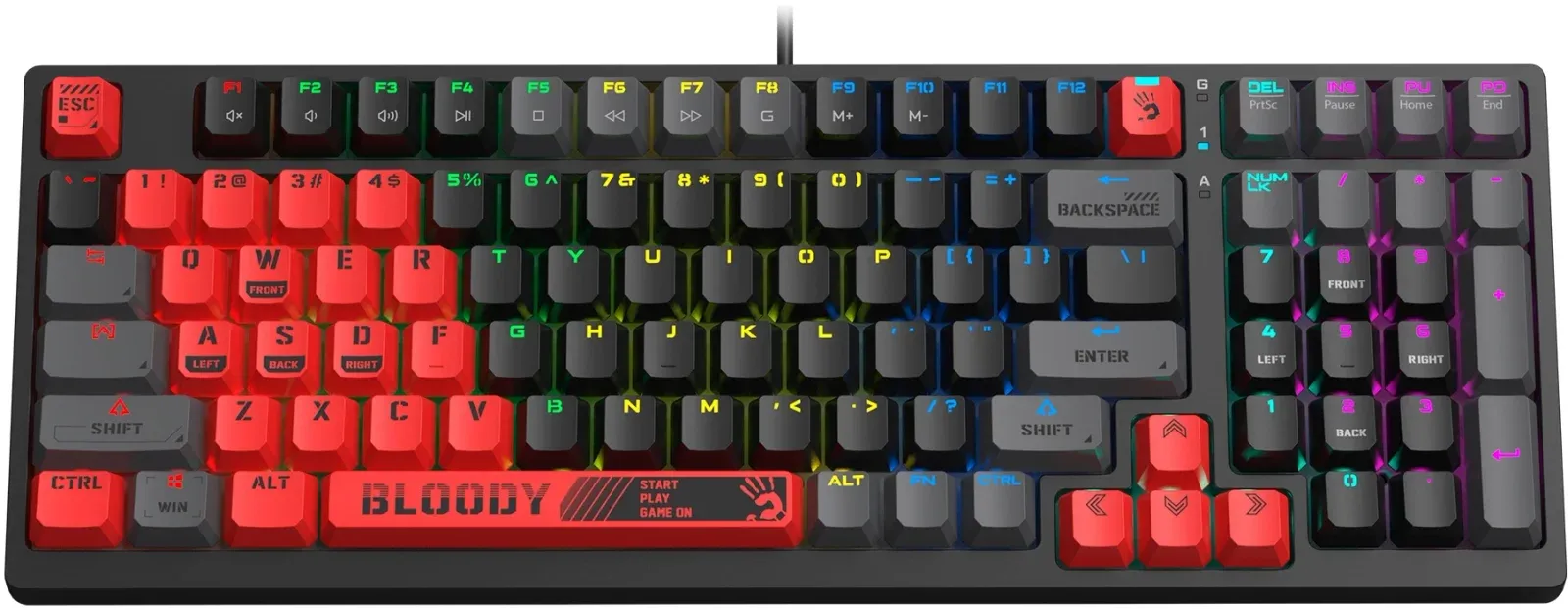 Клавиатура A4Tech S98 Sports механическая красный/черный USB for gamer LED S98 SPORTS RED BLMS RED PLUS кабель 1.8м - фото 6