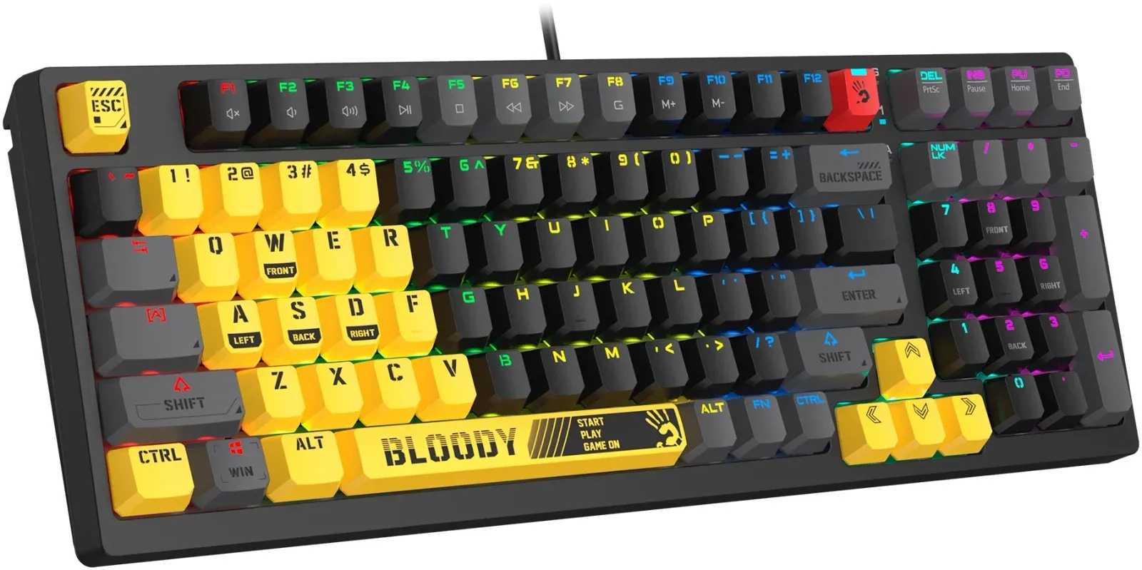 Клавиатура A4Tech S98 Sports механическая желтый/серый USB for gamer LED S98 SPORTS LIME BLMS RED PLUS кабель 1.8м - фото 2
