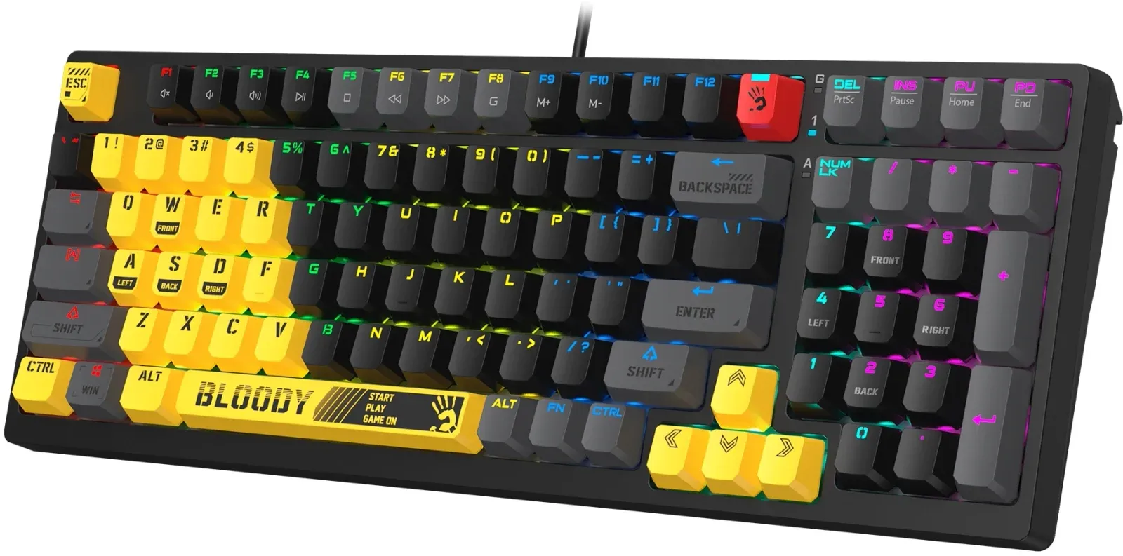 Клавиатура A4Tech S98 Sports механическая желтый/серый USB for gamer LED S98 SPORTS LIME BLMS RED PLUS кабель 1.8м - фото 3